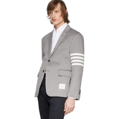 Shop Thom Browne Grey Unconstructed Classic 4-bar Blazer In 035 Light G