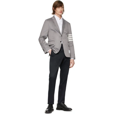 Shop Thom Browne Grey Unconstructed Classic 4-bar Blazer In 035 Light G