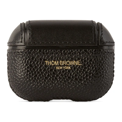 Shop Thom Browne Black Leather Airpods Pro Case In 001 - Black