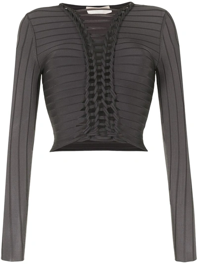 Shop Dion Lee Braided Panel Top In Grey