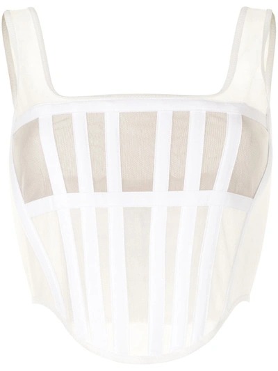 Shop Dion Lee Sheer Bandage Corset In White