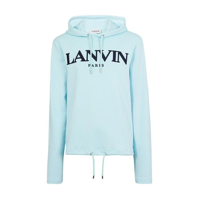 Shop Lanvin Logo Hoodie In  Blue