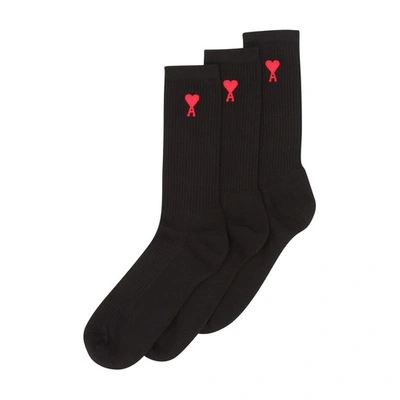 Shop Ami Alexandre Mattiussi Ami De Caur Socks In Noir