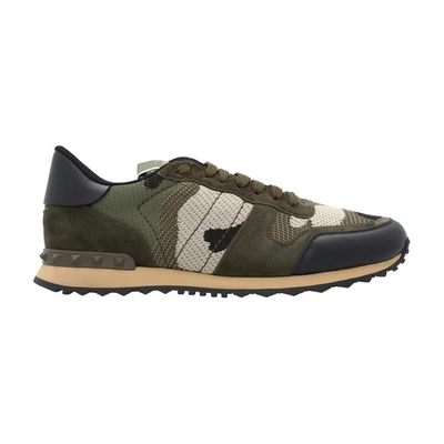 Shop Valentino Garavani - Camouflage Rockrunner Sneakers In Fango Nocciola Nero Olive Beigenero Oli