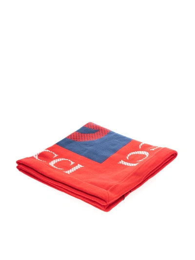 Shop Gucci Kids Blanket In Blue And Red