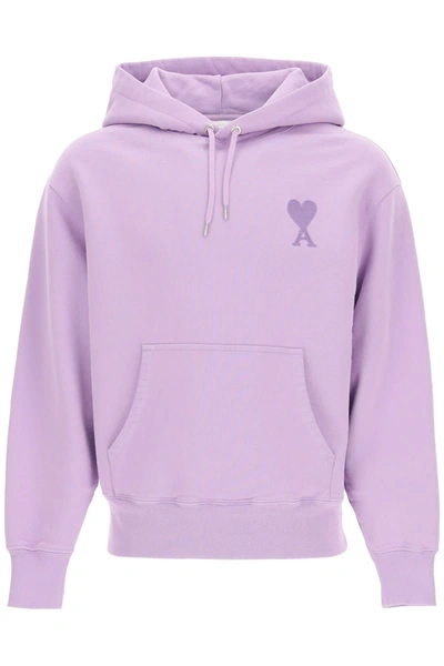 Shop Ami Alexandre Mattiussi Hooded Sweatshirt Ami De Coeur Patch In Lila (purple)