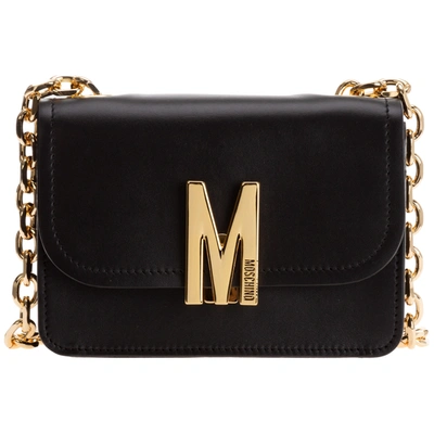 Shop Moschino Women's Leather Shoulder Bag M In Black