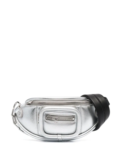 Shop Alexander Wang Metallic-effect Belt Bag In Silver