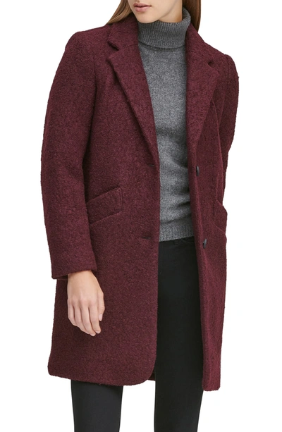 Shop Andrew Marc Paige Bouclé Coat In Burgundy