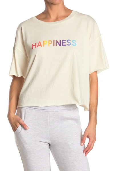 Shop Abound Crew Neck Graphic Crop T-shirt In Ivory Happiness