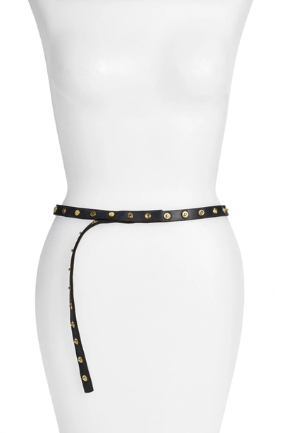Shop Ada 'cala' Studded Skinny Leather Belt In Black