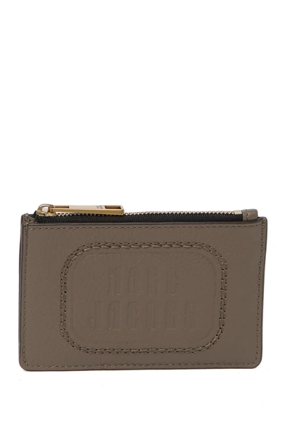 Shop Marc Jacobs The Retro Logo Embossed Id Window Card Holder In Loam Soil