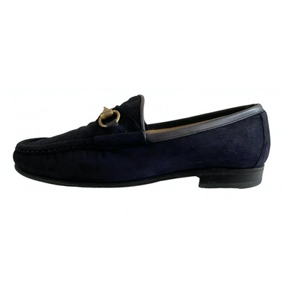 Pre-owned Gucci Navy Suede Flats