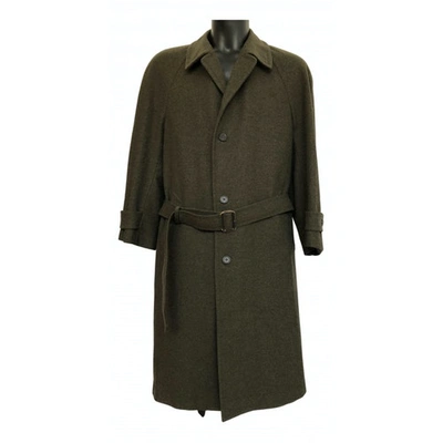 Pre-owned Loewe Cashmere Coat In Green
