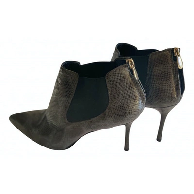 Pre-owned Luciano Padovan Leather Ankle Boots In Grey