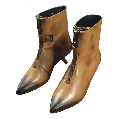 Pre-owned Tom Ford Leather Ankle Boots In Brown