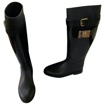 Pre-owned Elisabetta Franchi Wellington Boots In Black