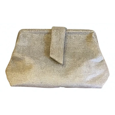 Pre-owned Bruno Magli Cloth Clutch Bag In Gold