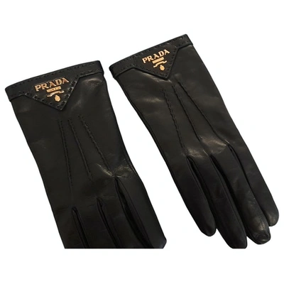 Pre-owned Prada Black Leather Gloves