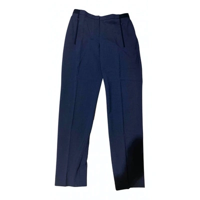 Pre-owned Elie Tahari Wool Trousers In Navy