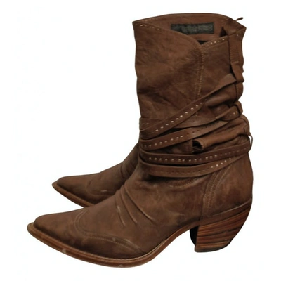 Pre-owned Ermanno Scervino Leather Ankle Boots In Brown