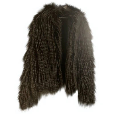 Pre-owned Topshop Faux Fur Jacket In Anthracite