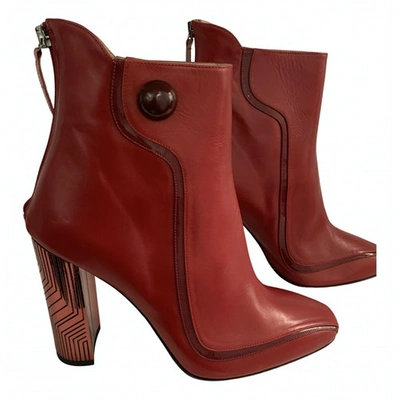 Pre-owned Burak Uyan Leather Boots In Red