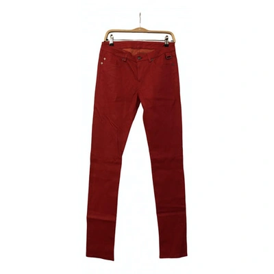 Pre-owned Zadig & Voltaire Leather Trousers In Red