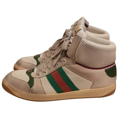 Pre-owned Gucci Screener Leather Trainers