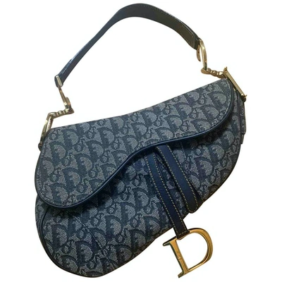 Pre-owned Dior Saddle Cloth Handbag In Blue