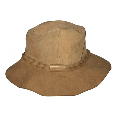 Pre-owned Gucci Camel Suede Hat