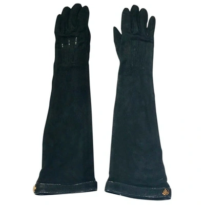 Pre-owned Gucci Black Suede Gloves