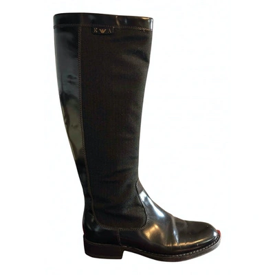 Pre-owned Emporio Armani Leather Riding Boots In Brown
