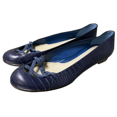 Pre-owned Marc Jacobs Blue Leather Ballet Flats