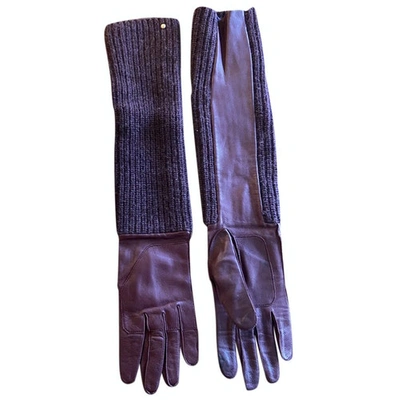 Pre-owned Louis Vuitton Burgundy Leather Gloves