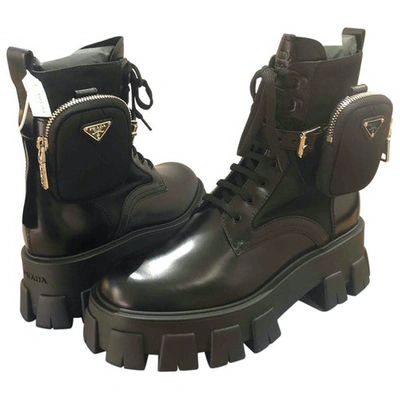 Pre-owned Prada Monolith Black Leather Boots