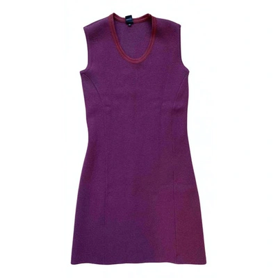 Pre-owned Scaglione Wool Mid-length Dress In Burgundy