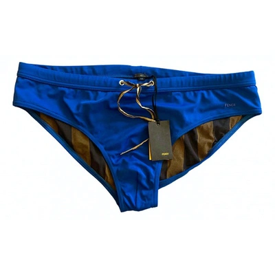 Pre-owned Fendi Blue Cotton - Elasthane Swimwear