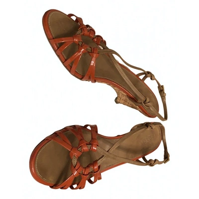 Pre-owned Prada Leather Sandals In Orange