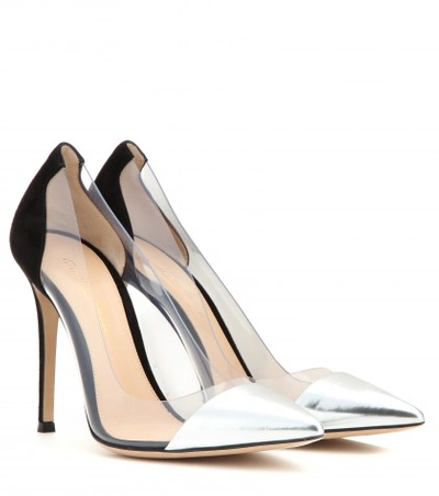 Shop Gianvito Rossi Metallic Leather And Transparent Pumps In Silver