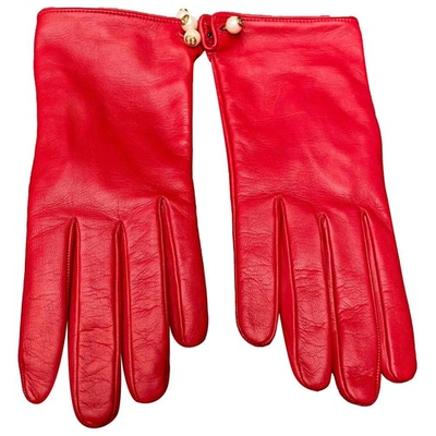 Pre-owned Gucci Red Leather Gloves