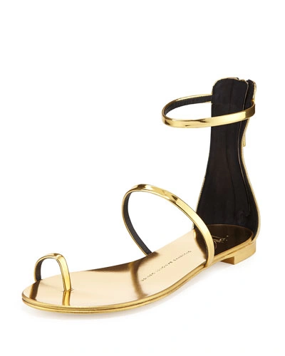 Giuseppe Zanotti Gold Mirrored Leather Nuvorock Shooting Sandals