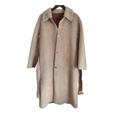 Pre-owned Topshop Faux Fur Coat In Beige