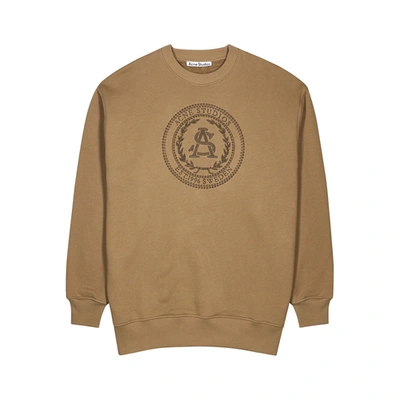 Shop Acne Studios Forban Logo-embroidered Cotton Sweatshirt In Light Brown