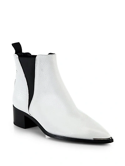 Shop Acne Studios Jensen Contrast Pebbled Leather Ankle Boots In White