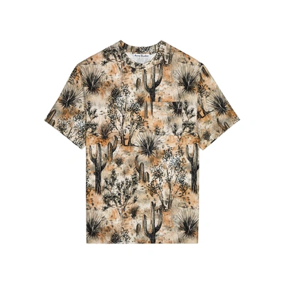 Shop Acne Studios Extor Printed Cotton T-shirt In Beige