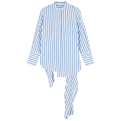 Monse Stripe Drawstring Asymmetrical Shirt In Blue