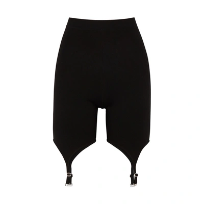 Shop Dion Lee Garter Black Stretch-knit Shorts