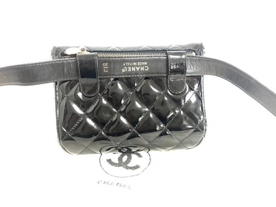 Pre-owned Chanel Patent Leather Fanny Pack In Grey