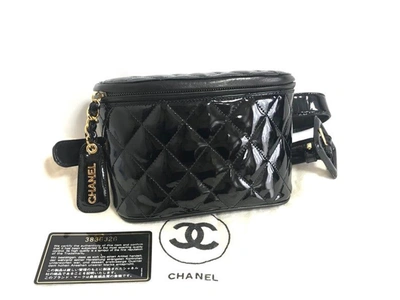 Pre-owned Chanel Patent Leather Fanny Pack In Grey